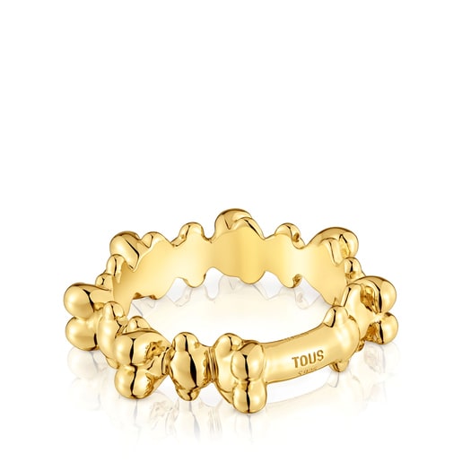 Tous Anillo mediano con baño de oro 18 kt sobre plata y motivos oso Bold Bear Promoción por tiempo limitado