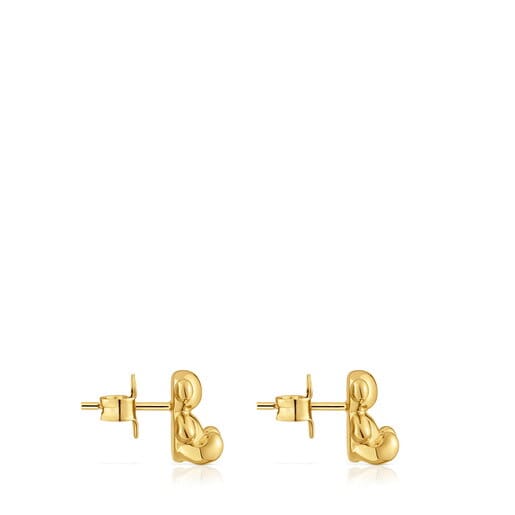Tous Pendientes oso con baño de oro 18 kt sobre plata 10 mm Bold Bear