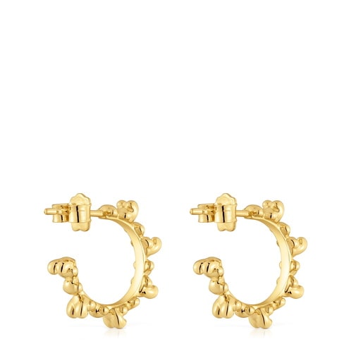 Tous Pendientes de aro con baño de oro 18 kt sobre plata 12 mm Bold Bear Oferta especial de fábrica