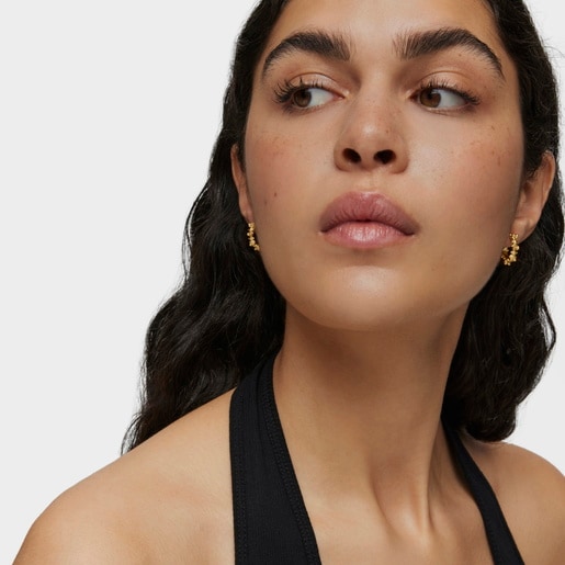 Tous Pendientes de aro con baño de oro 18 kt sobre plata 12 mm Bold Bear Oferta especial de fábrica