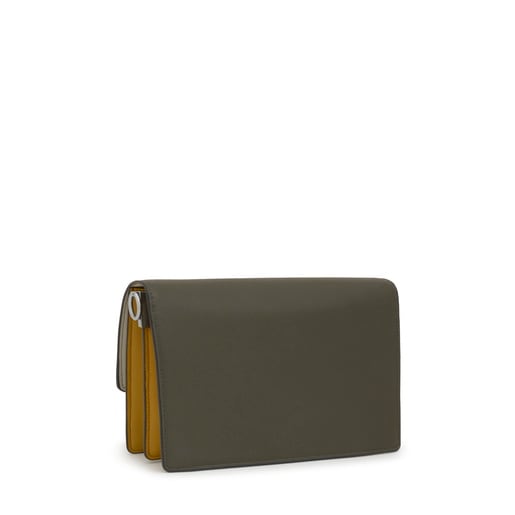 Tous Bandolera mediana caqui y verde Audree Saffiano