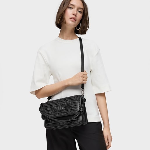 Tous Bandolera mediana negro Audree Rafia Tienda de fábrica