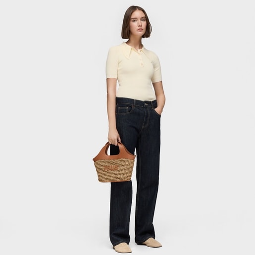Tous Capazo mediano camel TOUS Lirio Rafia Precios de Black Friday