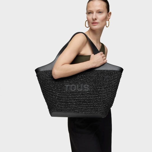 Tous Capazo grande negro TOUS Lirio Rafia En oferta