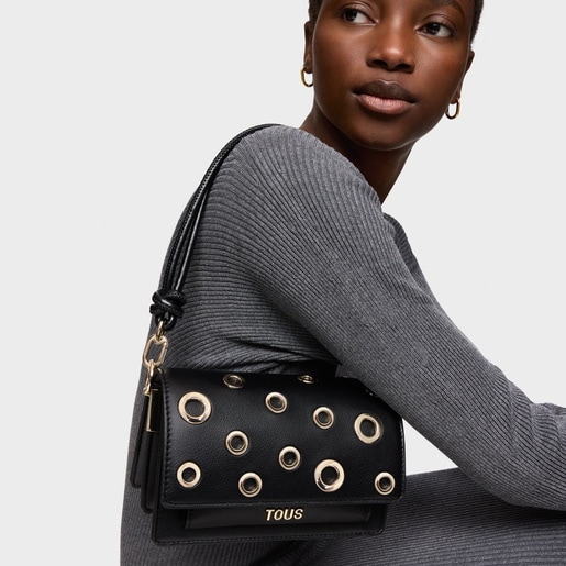 Tous Bandolera pequeña negra Audree Eyelets Rebajas