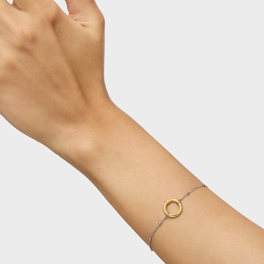 Tous Pulsera cadena de acero y anilla de oro Hold Rebajas de fábrica