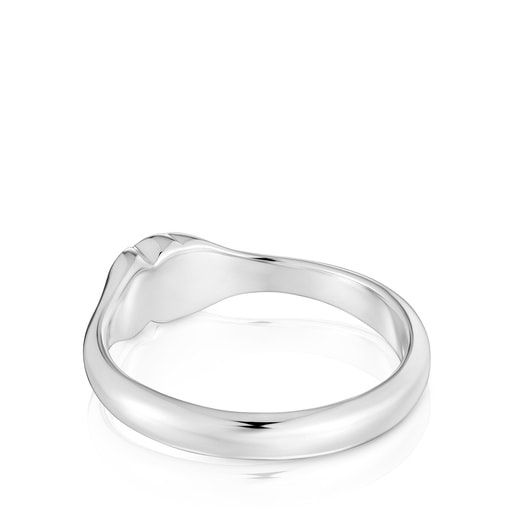 Tous Anillo pequeño de plata y motivo oso en ónix Icon Color Tienda