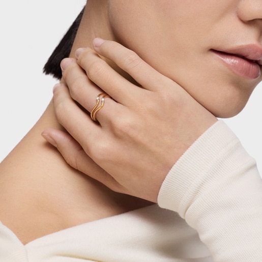 Tous Anillo onda de oro y diamantes Daisy Último día
