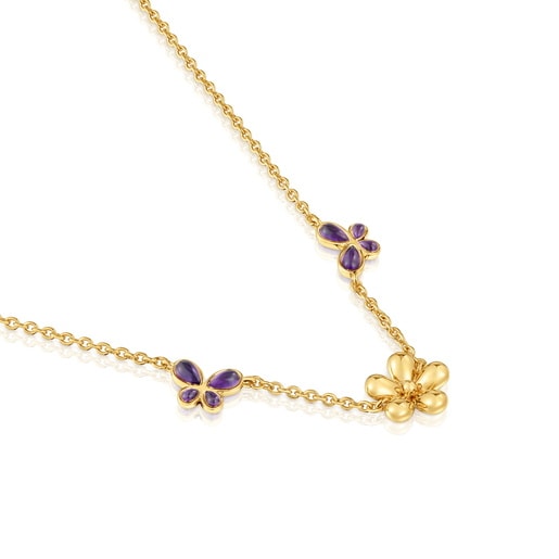 Tous Collar corto con baño de oro de 18 kt sobre plata y amatista Daisy Solo hoy