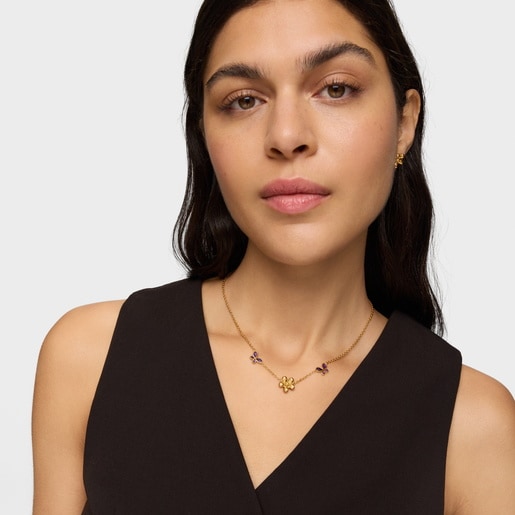 Tous Collar corto con baño de oro de 18 kt sobre plata y amatista Daisy Solo hoy