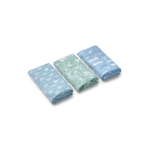 Tous Muselina pack de 3 MMuse celeste Libre de impuestos