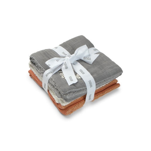 Tous Muselina pack de 3 con rizo Classic gris Rebajas de fin de temporada