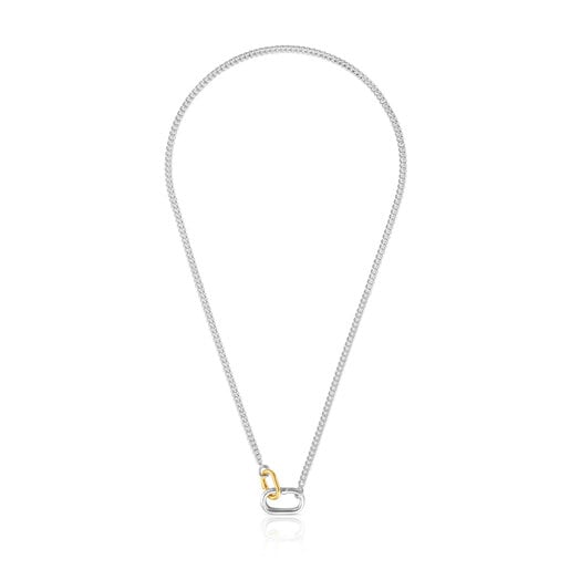 Tous Collar corto de plata con anillas bicolor Hold Oval
