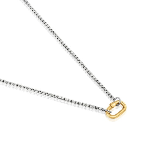 Tous Collar corto de acero y anilla de oro Hold Oval Oferta especial de fábrica