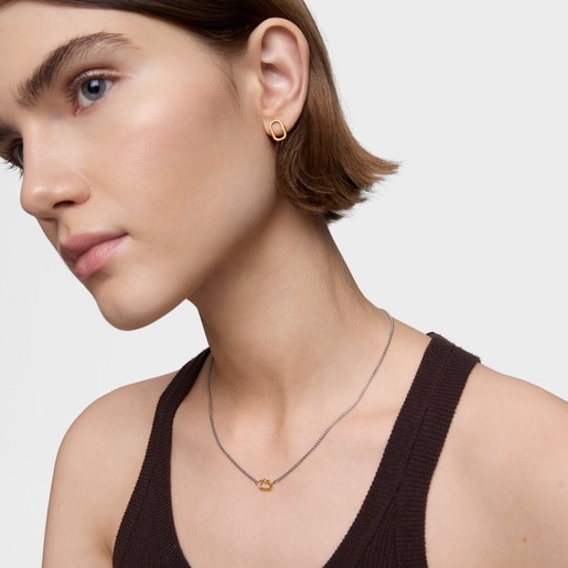 Tous Collar corto de acero y anilla de oro Hold Oval Oferta especial de fábrica