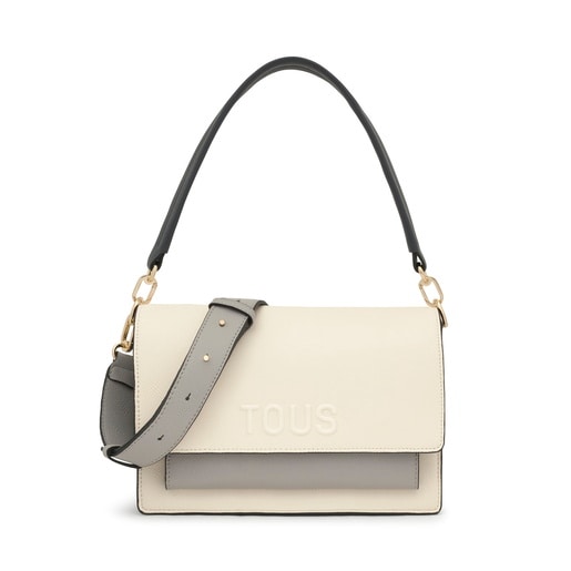 Tous Bandolera mediana beige y gris Audree Saffiano Promoción trimestral