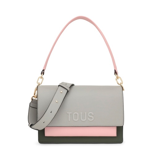 Tous Bandolera mediana gris y rosa Audree Saffiano Superdescuento