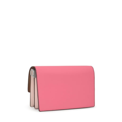 Tous Bandolera mediana rosa y tierra Audree Saffiano