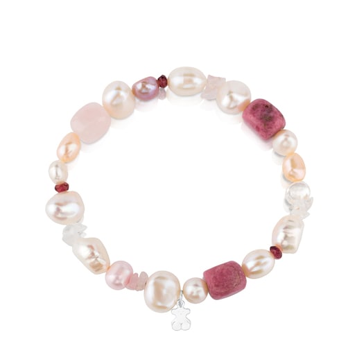 Tous Pulsera de plata con perlas granate rodonita y cuarzo TOUS Pearls Liquidación