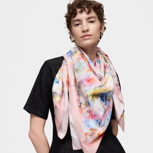 Tous Pañuelo cuadrado rosa oscuro TOUS Summer Watercolor Mejor oferta