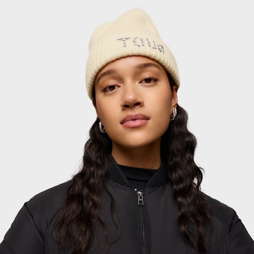 Tous Gorro beanie beige TOUS Crystal Última moda