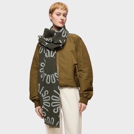 Tous Foulard caqui TOUS Round Logo Descuento por venta flash