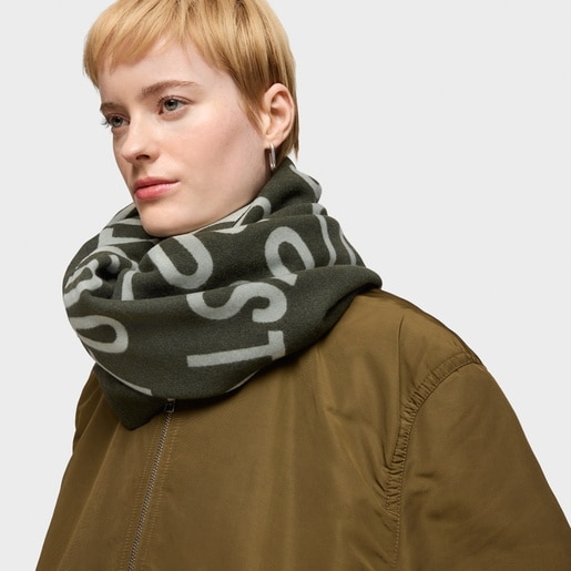 Tous Foulard caqui TOUS Round Logo Descuento por venta flash